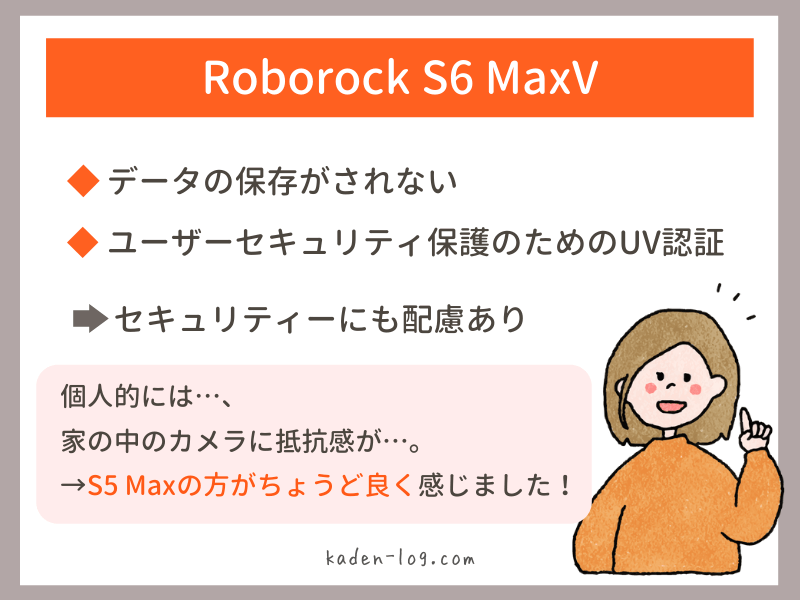 Roborock S5 MaxはRoborock S6 MaxVのようにカメラが付いていなくてちょうど良い機能