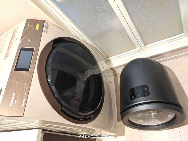 衣類乾燥機Morus Zero（モルスゼロ）はドラム式洗濯機と比較すると圧倒的にコンパクトサイズ