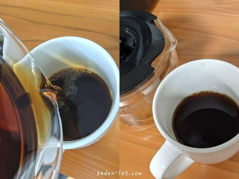 ツインバードとパナソニック コーヒーメーカーのコーヒーの熱さの違いを比較