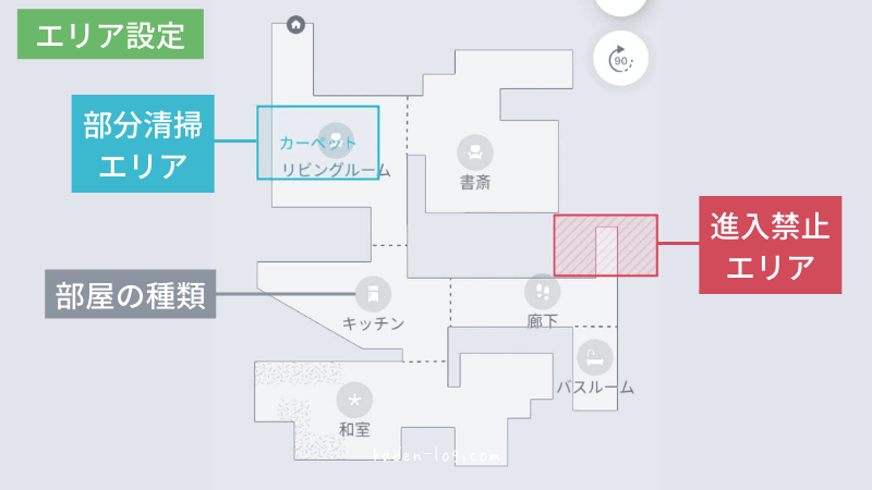 iRobot ルンバj7+のスマホアプリに部屋の種類や進入禁止エリアを登録する