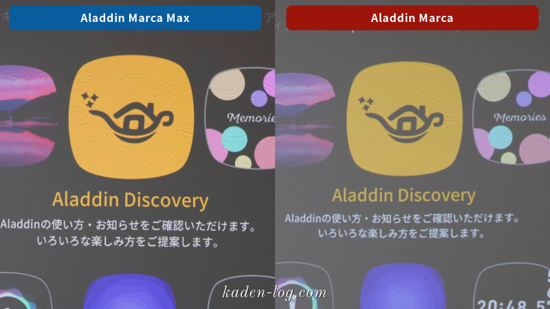 Aladdin Marca Max、Aladdin Marcaの明るさを比較する