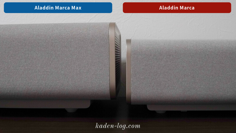 Aladdin Marca Max、Aladdin Marcaの厚さを比較する