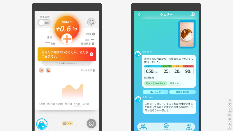 スマホアプリで食事管理もできる